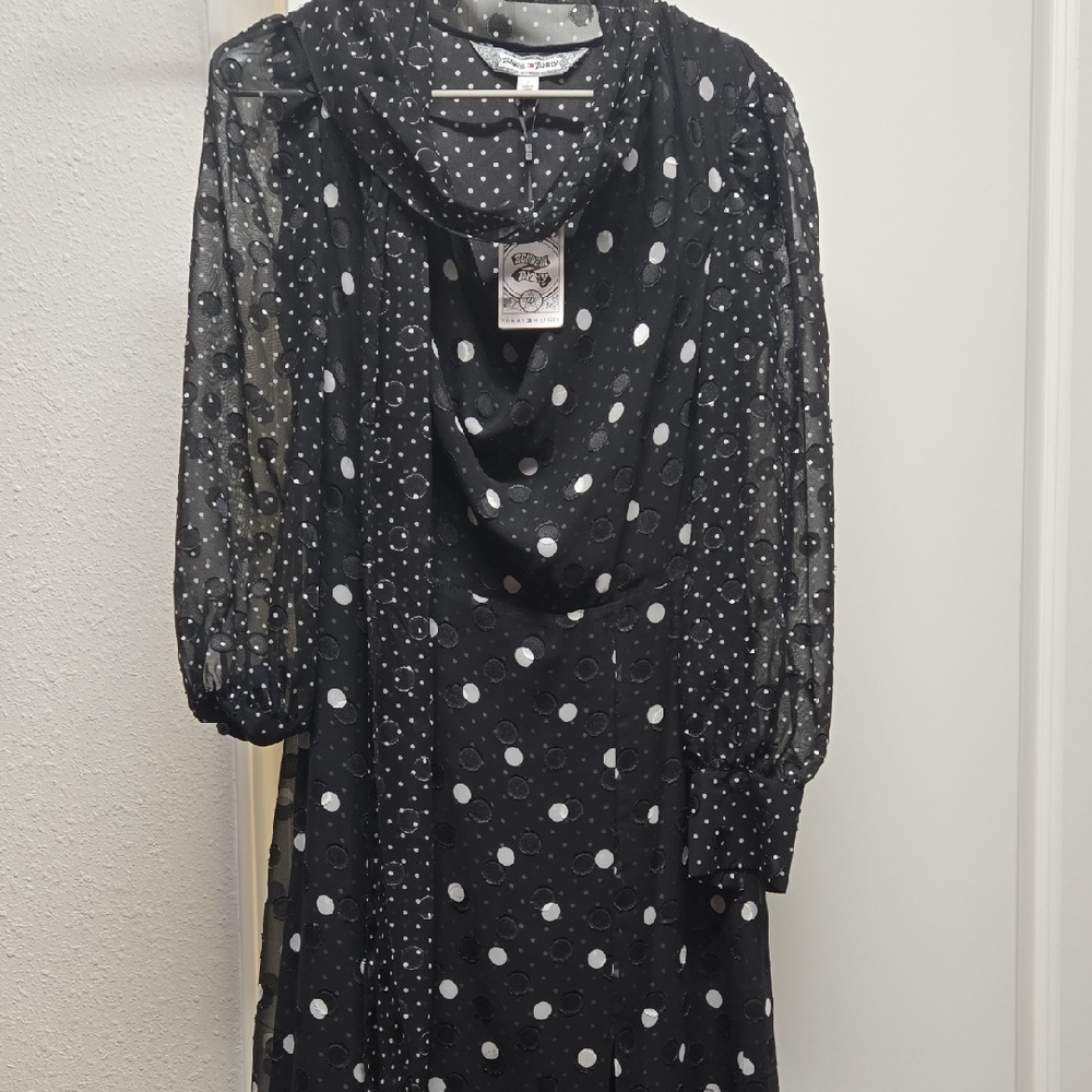 Tommy Hilfiger By Zendaya Black and White Polka Dot Long Sleeve Dress